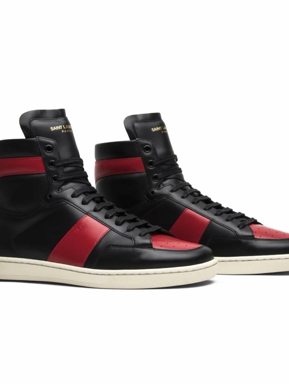 Saint Laurent Black and Red High-Top Sneakers